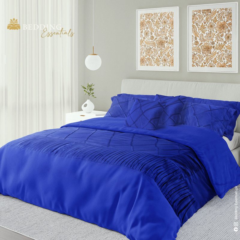 bedding essentials 08 pieces ruffled and pleated blue luxury duvet set comforter set be bcs 2 c